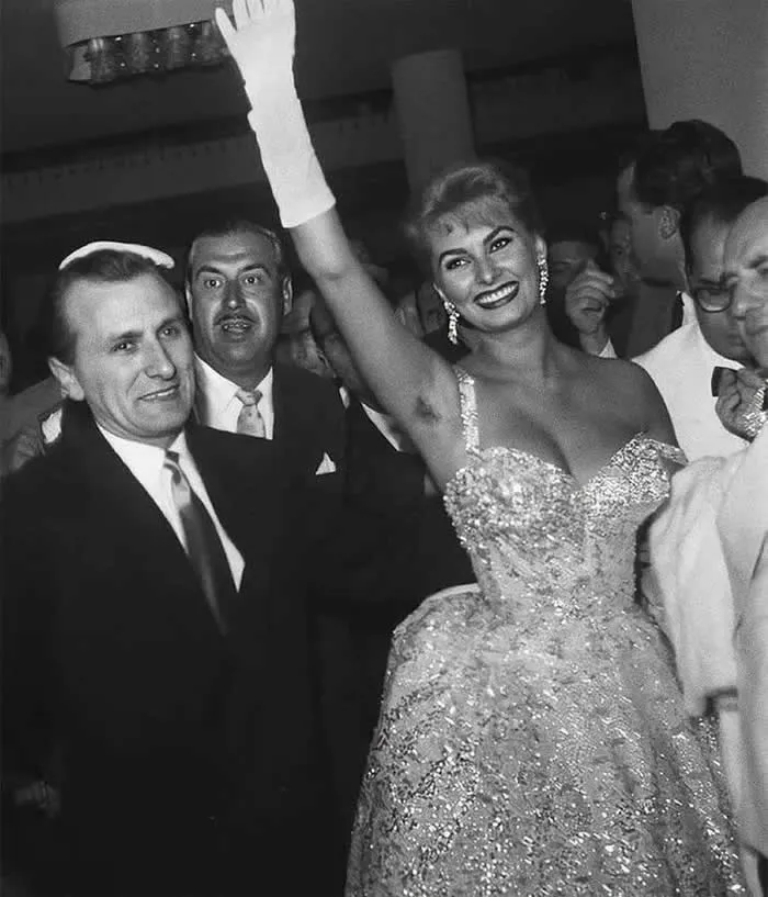 Sophia Loren attending the Venice Film Festival, 1955.