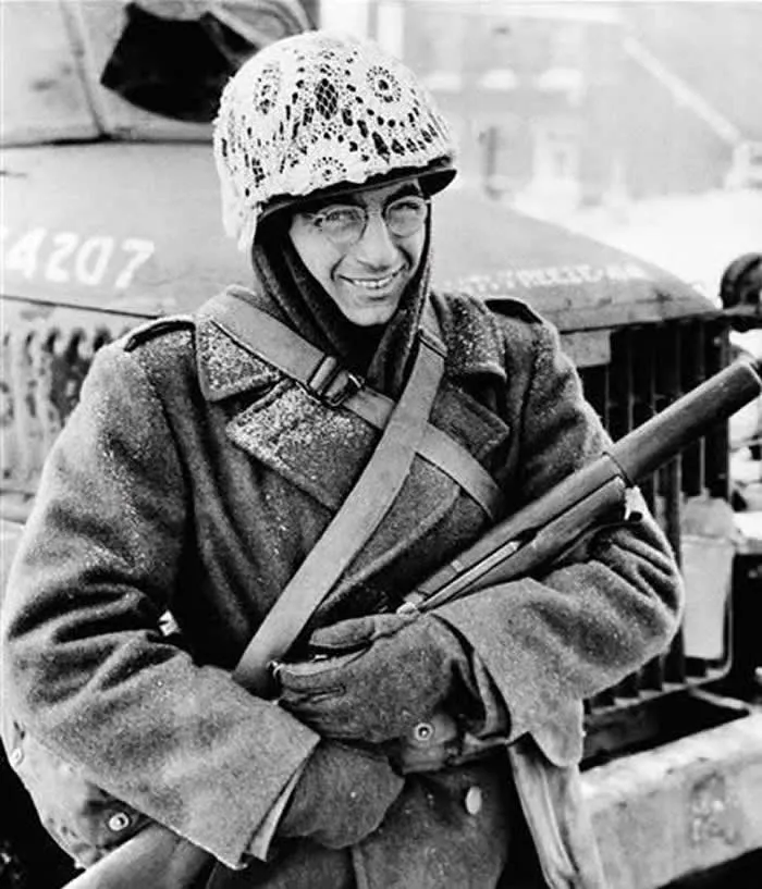 During the Battle of the Bulge, soldiers used lace fabric found in homes as camouflage in the snow. 1944. It started as a joke, but they found it protected them quite well.