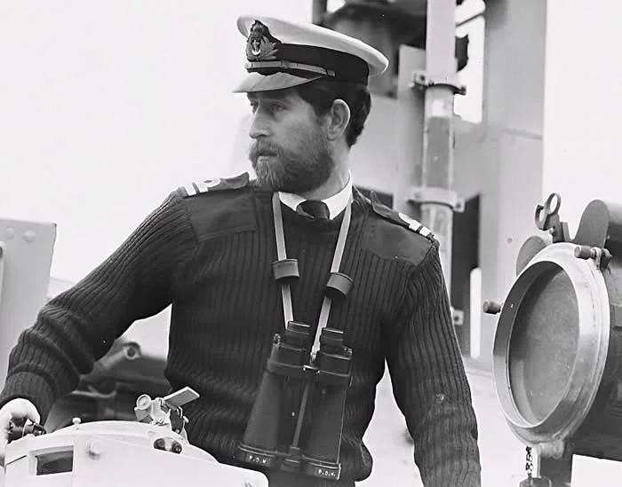 (Now) King Charles III in the Royal Navy during the 1970s.