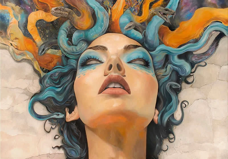 Medusa Rising - Oil on Canvas - Extraordinary Paintings by Michel Devanakis