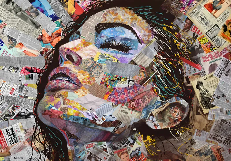 Echoes of Her - Digital Collage with Oil and Acrylics on canvas - Extraordinary Paintings by Michel Devanakis