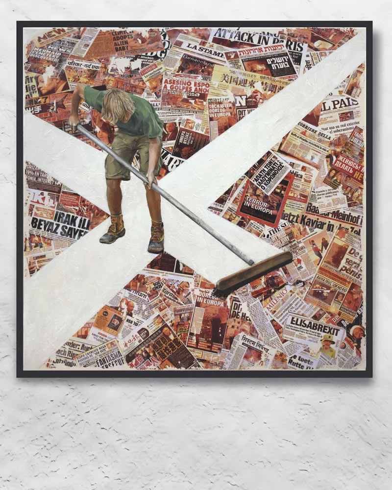 Freedom - Oil painting & Collage on canvas - Extraordinary Paintings by Michel Devanakis
