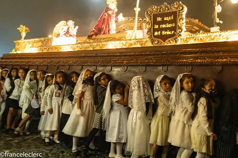 Capturing Humanity: Award-Winning Photographer France Leclerc Explores Life Around the World 63 Girl’s Procession, La Semana Santa (Holy Week) is the annual Catholic commemoration of the Passion of Christ - Street and Documentary Photography by France Leclerc